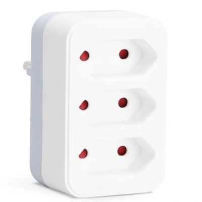 Abbildung von Aigostar Adapter mit 3 Mehrfachsteckdosen， Eurostecker， Grau Weiß