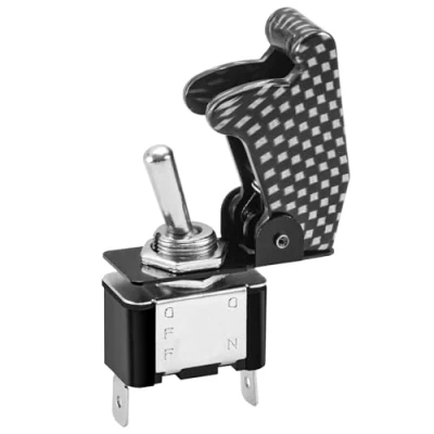 Abbildung von Heschen Metall Kippschalter Flick Flip, 12V 20A, SPST, EIN/AUS 2 Positionen, polig, mit wasserdichter Kappe (Schwarzer Kappe)