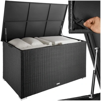 Abbildung von tectake Gartenbox Auflagenbox (1 St., Auflagenbox), Aufbewahrungsbox mit Aluminiumgestell und Rattangeflecht