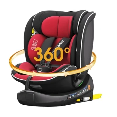 Abbildung von Reecle I Size Kindersitz 360 Drehbar mit ISOFIX 40 150 cm, 0 12 Jahre, Reboarder Kinderautositz (Rot)