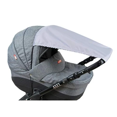 Abbildung von BABYLUX Sonnenschutz für Kinderwagen Buggy Babywanne UV Schutz Rollofunktion Universal SONNENSEGEL Sonnendach Verstellbar (Grau)