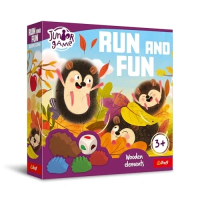 Abbildung von Trefl Run and Fun, Junior Game Brettspiel für Kleinkinder, Zwei Varianten, Holzigel, Große Elemente, Einfache Regeln, Schöne Illustrationen, Lernen durch Spielen, Spiel Kinder ab 3 Jahren
