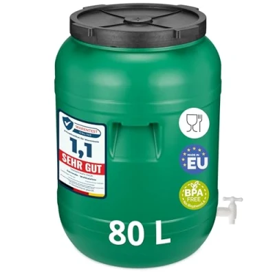 Abbildung von Garronda Weithalsfass 80 Liter Futtertonne mit Deckel ohne Dichtung BPA freier HDPE Futterbehälter für Wasser, Lagerung, Tierfutter, Sauerkraut und Gurken GD 0142