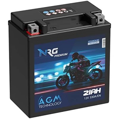 Abbildung von NRG Premium YTX20CH BS AGM Motorradbatterie 21Ah 12V 330A/EN Batterie 51892 auslaufsicher wartungsfrei ersetzt 20Ah
