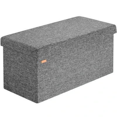 Abbildung von Casaria® Sitzbank mit Stauraum 80x40x40cm Dunkelgrau Faltbar Modern Gepolstert Deckel Stoff Stabil 100L Flur Schlafzimmer Sitztruhe Bettbank Polsterbank