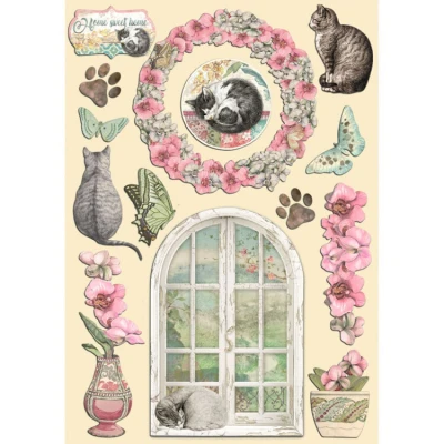 Abbildung von Stamperia KLSP155 Orchids and Cats Decorative Paper, Multi, ‎21 x 5,4 0,5 cm