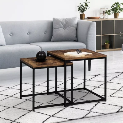 Abbildung von IDMarket Set mit 2 Couchtischen Dayton 40/45 in Antik Optik, Industriedesign