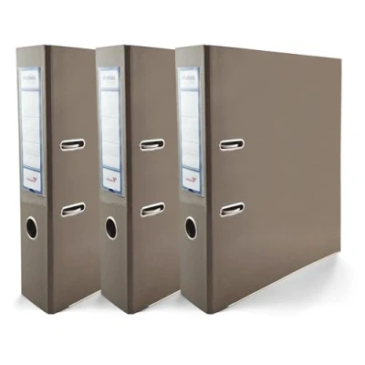 Abbildung von Netuno 3x Akten Ordner DIN A4 Ekobox Premium Edition glänzend Kakaobraun 2 Ring Mechanik Ringorder 75mm Kunststoff breit Büroordner Plastikordner Briefordner Ringmappe breiter Aktenordner