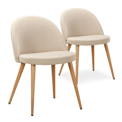Abbildung von Set von 2 skandinavischen Stühlen Maury Stoff Beige Menzzo