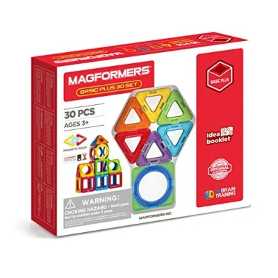 Abbildung von Magformers 715015 Basic 30 Magnetic Construction Set with Circle Pieces Basisset Plus, 30dlg, Blue, Red, Orange, Green, Purple