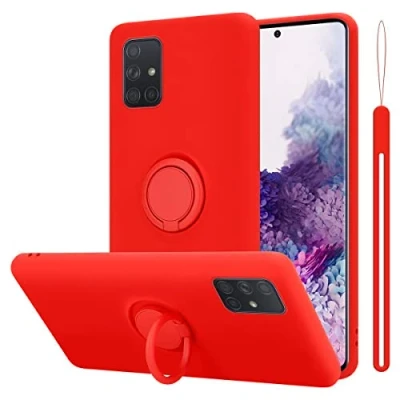 Abbildung von Cadorabo Hülle kompatibel mit Samsung Galaxy A71 4G Schutzhülle TPU Silikon Case Liquid Design Ring Slim Kratzfest Liquidsilikon Microfaser für in Rot