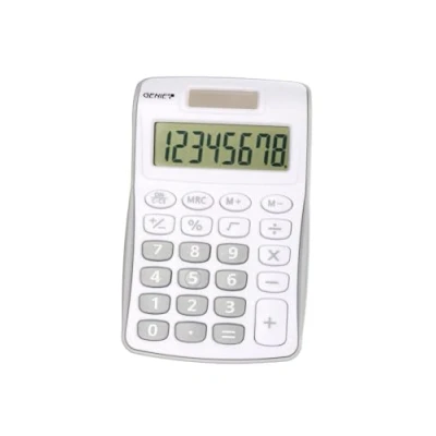 Abbildung von Genie 120 S 8 stelliger Taschenrechner (Dual Power (Solar und Batterie); kompaktes Design) grau