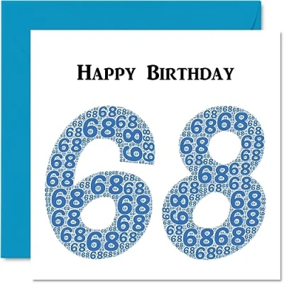 Abbildung von lustige Geburtstagskarte zum 68. Geburtstag für Männer Shapecloud Happy Birthday Karte Vater, Mutter, Großvater, Nanny, Oma, Onkel, Tante, Cousin, 145 mm x Grußkarten,