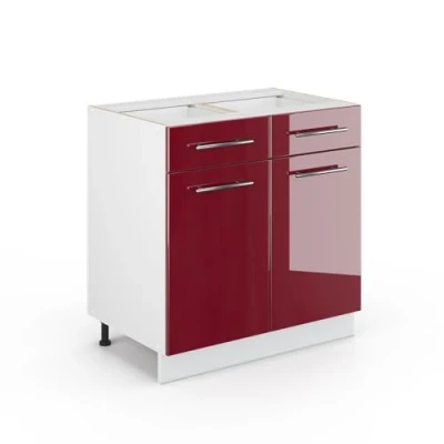 Abbildung von Vicco Küchenunterschrank Fame Line, Bordeaux Hochglanz/Weiß, 80 cm ohne Arbeitsplatte