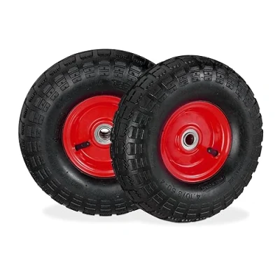 Abbildung von relaxdays Sackkarren Rad Sackkarrenrad 2er Set Stahlfelge, Schwarz Rot