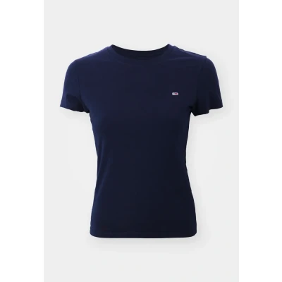 Abbildung von Tommy Jeans SLIM C NECK TEE Tshirt basic, Damen, Größe: 38, Dark night navy
