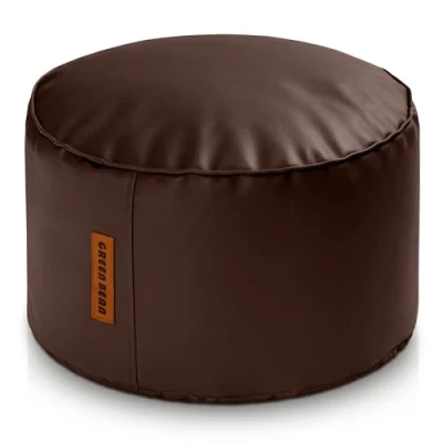 Abbildung von Green Bean Pouf runder Sitzpouf aus Kunstleder in 3 Farben (Indoor / Outdoor, abwaschbarer Oberfläche &amp; EPS Perlen Füllung), Sitzwürfel Sitzkissen Hocker Sitzhocker