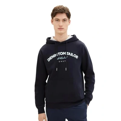 Abbildung von TOM Tailor Denim MIT LOGO Print Kapuzenpullover, Herren, Größe: Large, Sky captain blue