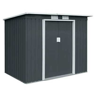 Abbildung von HATTORO Gartenhaus, BxT: 213,00x130,00 cm, Pultdach, widerstandsfähig, verzinktes Stahlblech, Grau
