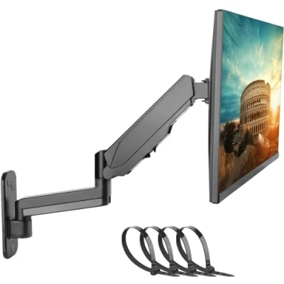 Abbildung von PUTORSEN 13 32 33 34 Zoll Monitor Wandhalterung für PC &amp; TV Bildschirm, Halterung Wand mit Kostenlos Einstellen Gasfeder, Höhenverstellbarm Neigbar Drehbar, Load 1 9KG, VESA 75/100