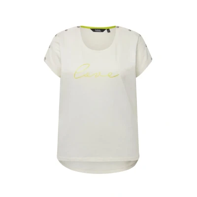 Abbildung von Ulla Popken Damen Knopfleiste und Print, Oversized T Shirt, Offwhite, 42 44