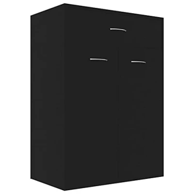 Abbildung von vidaXL Schuhschrank mit Schublade 2 Türen Schuhregal Schuhablage Schrank Schuhaufbewahrung Kommode Anrichte Schwarz 60x35x84cm Holzwerkstoff