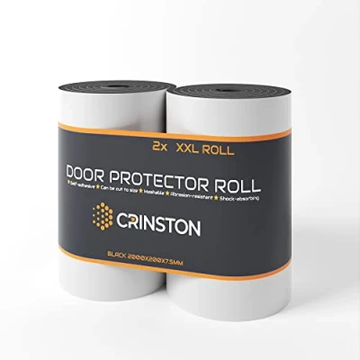 Abbildung von CRINSTON® Garagen Wandschutz (2er Pack je 2m Lang) Extra Stoßfest &amp; Selbstklebend Türkantenschutz Auto Schwarz + Wasserabweisende Oberfläche.