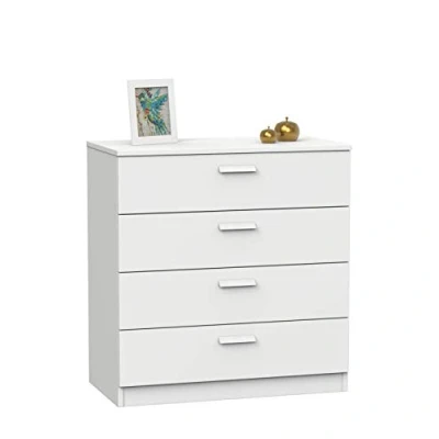 Abbildung von MUEBLES PITARCH Kommode mit 4 Metallschienen, für Schlafzimmer, Weiß, 78 x 74 40 cm (H B T), Kollektion Tibet