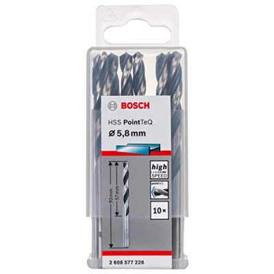 Abbildung von Bosch Professional 10 Stück HSS Spiralbohrer PointTeQ (für Metall, 5,8 x 57 93 mm, Zubehör Bohrschrauber)
