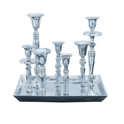 Abbildung von riess ambiente Kerzenständer MODERN Barock 26cm silber (1 St), Metall · Kerzenhalter Deko Design