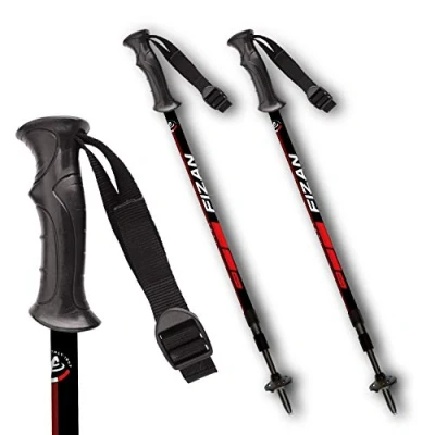 Abbildung von Fizan Modell Explorer, Veer Nordic Walking Stöcke aus ultraleichtem Aluminium, Rot, für Erwachsene Unisex, Einheitsgröße