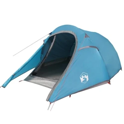 Abbildung von vidaXL Tunnelzelt 2 Personen, Campingzelt mit Netzwände, Wasserdicht Gartenzelt abnehmbarem Überzelt, Zelt, Blau 185T Polyester