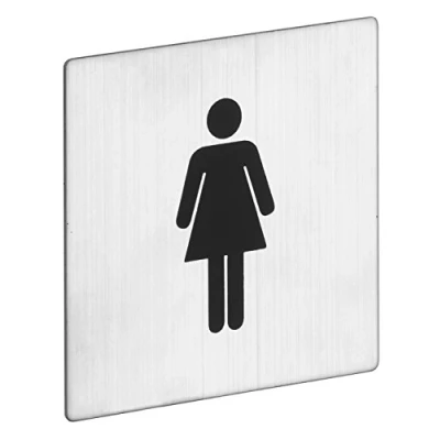 Abbildung von ROSTEX Edelstahl WC Schild Damen Toilette Eckig Piktogramm selbstklebend quadratisch