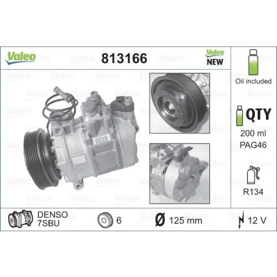Abbildung von VALEO 813166 Kompressor 7SBU16 12 PAG 46 R 134a mit Kompressoröl NEW ORIGINAL PART AUDI: A4 B5 Avant, A6 C5 A8 D2