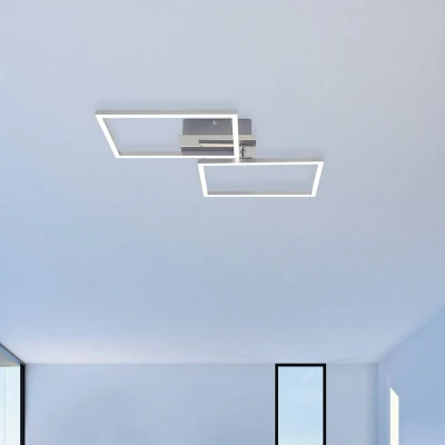 Abbildung von Briloner Leuchten LED Deckenleuchte 3149 018, CCT Farbtemperatursteuerung, Fernbedienung, dimmbar, Nachtlicht, Timer, fest verbaut, Kaltweiß, Neutralweiß, Tageslichtweiß, Warmweiß, Deckenlampe, 50x38,8x7,8cm, Chrom, 30W, Wohnzimmer, Schlafzimmer