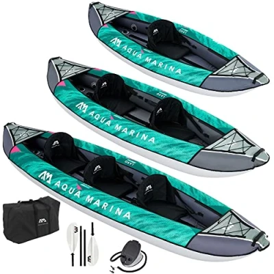 Abbildung von Aqua Marina Zweierkajak, (Set, 8 St., mit 2 Paddeln und Luftpumpe), Komplett Set Tragerucksack Fußpumpe