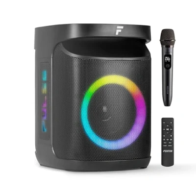Abbildung von Fenton Pulse65 Musikbox Bluetooth Groß 140W, Wasserfest, Akku 12H, UHF Mikrofon, BT 5.3, FM Radio, Fernbedienung, Partybox Box Groß, Stereo Pairing, Tragbare Musik Box, Boom Schwarz