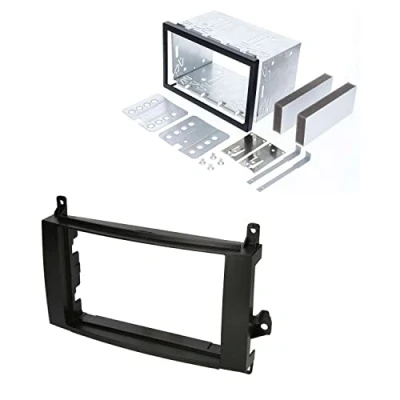 Abbildung von Audioproject A301 Car Radio Set Bezel Double DIN Compatible with Mercedes A Class W169 B T245 Viano W447 Vito W639 Metal Installation Frame 2 Black