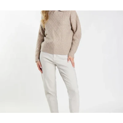 Abbildung von DREIMASTER Vintage Damen Strickpullover XS/S / Beige Braun Melange 47% recyceltes Polyester 35% Polyacryl 15% Nylon 3% Elasthan