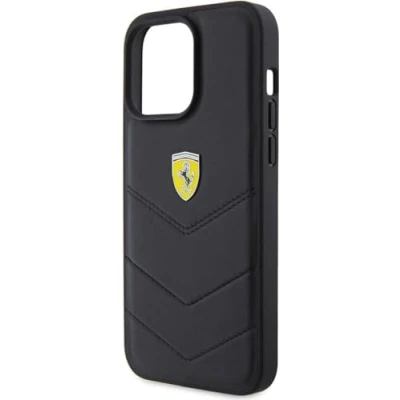 Abbildung von Ferrari FEHCP15LRDUK Hülle für iPhone 15 Pro 6.1&quot; Schwarz hardcase Quilted Metal Logo