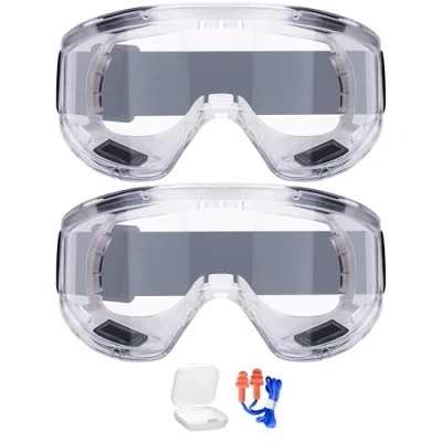 Abbildung von AirGearPro Vision 1000 Schutzbrille Antibeschlag Arbeitsschutzbrille auch für Brillenträger Lackieren, Arbeiten, Schleifen, Baustelle, Werkstatt Bequem und kratzfest (1)