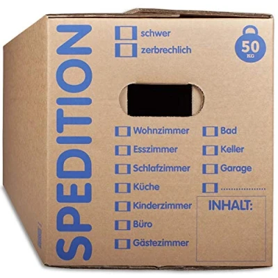 Abbildung von KK Verpackungen® Umzugskartons mit 50KG Tragkraft 15 Stück, 2 wellige Mehrweg Umzugskisten in extrastabiler Speditionsqualität