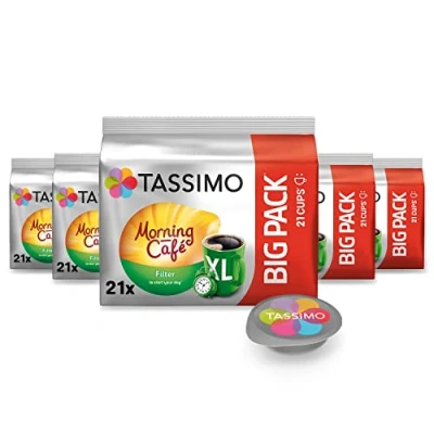 Abbildung von Tassimo Kapseln Morning Café Filter XL, 105 Kaffee im Big Pack, 5er Pack (5 x 21 Getränke)