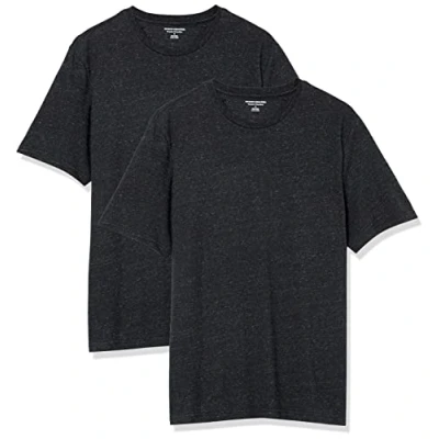 Abbildung von Amazon Essentials Herren Kurzärmliges T Shirt mit Rundhalsausschnitt in normaler Passform, 2er Pack, Dunkelgrau Meliert, XXL