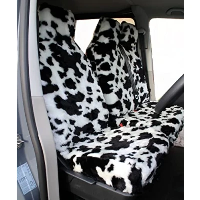 Abbildung von Carseatcover UK® Sitzbezüge aus Kunstfell, Kuh Druck, passend für die meisten Vans Einzel und Doppelbett