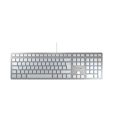 Abbildung von CHERRY KC 6000C FOR MAC, Kabelgebundene Mac Tastatur (USB C Anschluss), UK Layout (QWERTY), Flüsterleise Tasten, Flaches Design, Weiß Silber