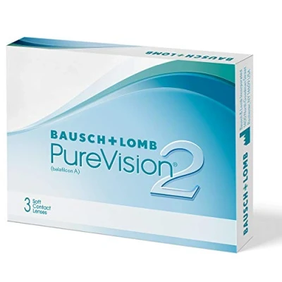 Abbildung von Bausch + Lomb PureVision 2 Monatslinsen, sehr dünne sphärische Kontaktlinsen, weich, 3 Stück / BC 8.6 mm DIA 14 1.00 Dioptrien
