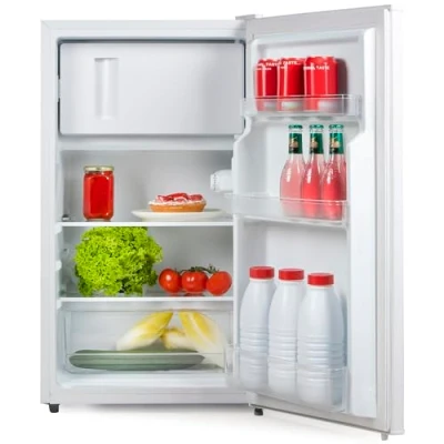 Abbildung von PRIMO Table Top Kühlschrank PR144FR, 80 l, Weiß, 2 Türen, 68 l Kühlschrank, 12 Gefrierschrank, E, wendbar