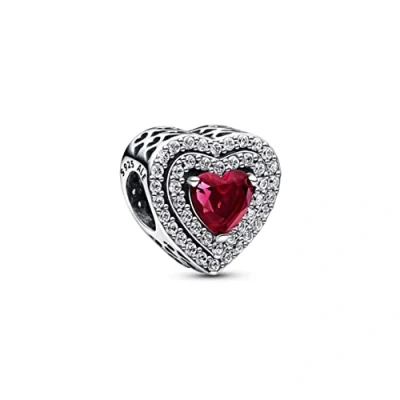 Abbildung von Pandora Bead Charm Sparkling Red Levelled Heart 799218C02 Silber