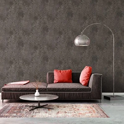 Abbildung von A.S. Création Vliestapete &quot;Terra Tapete Floral Blätter&quot;, matt gemustert neutral, Landhaus Natur Metallic Tapeten Wohnzimmer Schlafzimmer Küche